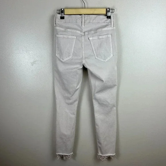 Mother Looker Dagger Lace Trim Ankle Skinny Jeans Size 26 Blush Pink High Waist